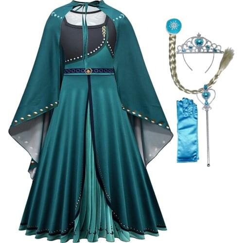 2021 New Princess Snow Queen Winter Dress Girls Long Sleeve Carnival Costume Children Aurora Party Cosplay Wear 3 4 6 8 10 Years