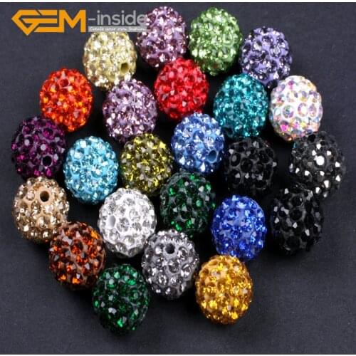 10 Pcs 10mm Round Multicolored Assorted Color Pave Shining Crystals Ball Beads For Jewelry Making Beads DIY Gem-inside