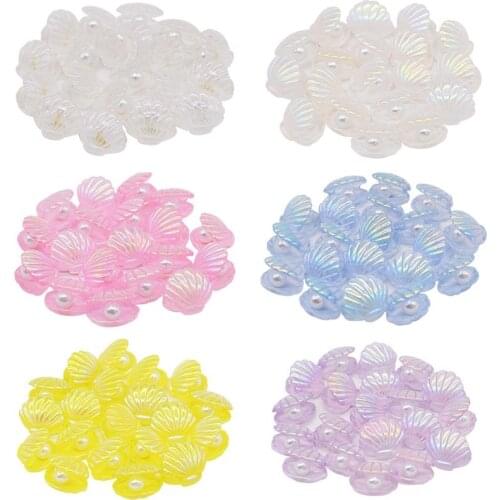 10Pcs/Lot Resin Shell Pearl Crystal Gems Bead Faux Pearl Vase filling Home Party Decor DIY Phone Case Jewelry Making Accessories