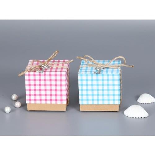 10Pcs Newest Diy Handmade Plaid shirt Gifts Package Box Vintage Kraft Paper Wedding Candy Box Party Suppiles