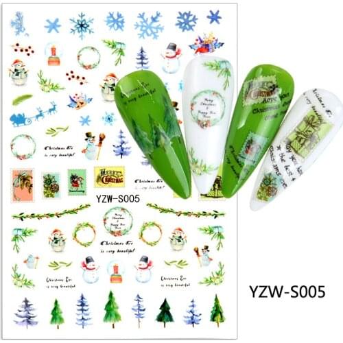 3D Christmas Sticker for Nails Christmas tree Bell Snowflake Sliders Design Decals Manicure Nail Art Decor