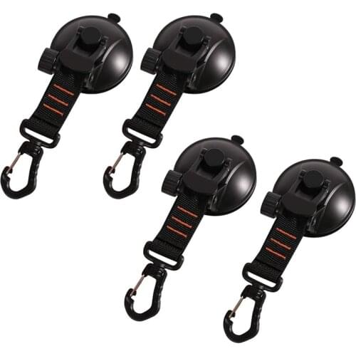 4 Pcs Heavy Duty Suction Cup Anchor with Securing Hook Tie Down, Camping Tarp Accessory As Car Side Awning