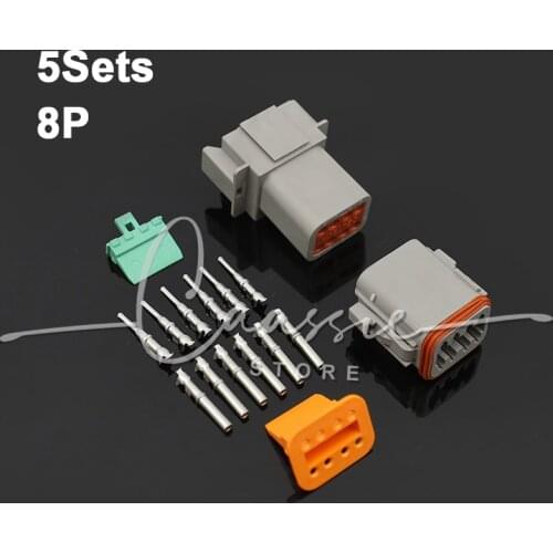 5 Sets 8pin Deutsch DT Waterproof Male Female Electrical Connector plug DT04-8P DT06-8S with terminals
