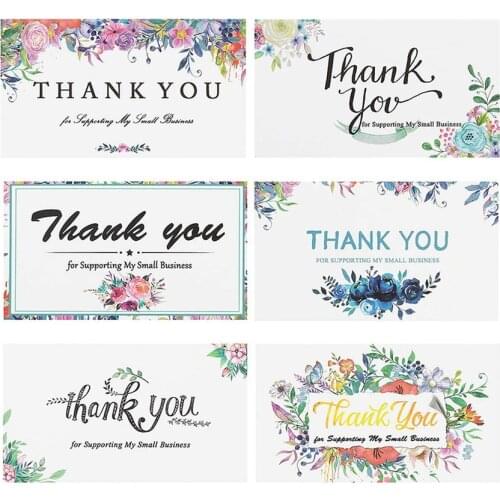 6 Styles Flower Thank you Cards for Supporting My Small Business Thanks Greeting Cards Blank back Postcard Gift Message Card
