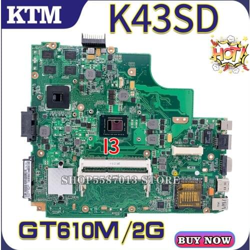 A84S for ASUS K43SD A43S REV:5.0 laptop motherboard mainboard I3 GT610M/2G test OK 100% test