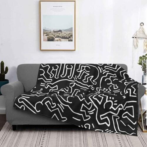 Figures Monochrome Black And White Reversed Pattern All Sizes Soft Cover Blanket Home Decor Bedding Haring Lgbt Lgbtq Pride Gay