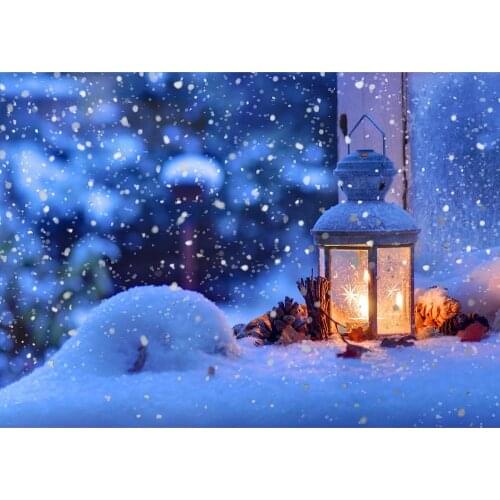 Lamp Snow Bokeh Christmas Photography Backdrop Custom Fond Background for Children Baby Portrait Toy Photoshoot Photo Studio
