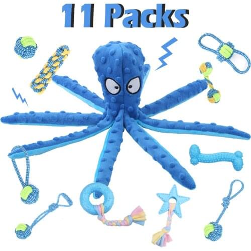 Interactive Dog Chew Toy Set for Small Large Dogs Squeaky Squeaker Plush Rubber Dog Ball Toys Teeth Clean Outdoor French Bulldog