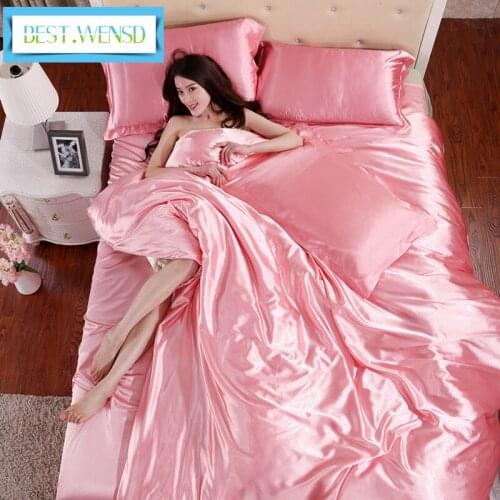 100% Real silk Bedding Outlet Silk Bedspreads Bed 4pcs of pink Silk full queen King Size Duvet Cover Sets Bedsheet Pillowcase
