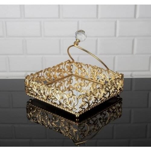 Metal Napkin Holder I Mirrored Rose Patterned Stone 18cm I Kitchen Decor I Farmhouse Decor I Gold and Silver