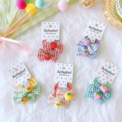 2PCS Wavy Border Check Bow Princess Cute Headwear Kids Elastic Hair Bands Children Hair Ties Girls Accessories Baby Headdress