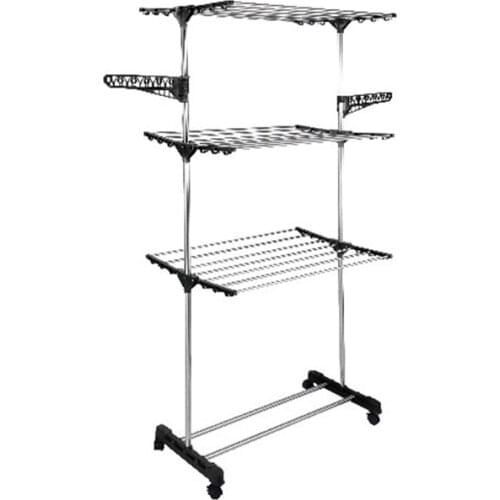 2021 New Multi-Function Coat Rack PP+Stainless Steel Drying Racks Removable Floor Hanger Storage Wardrobe Clothing Drying Racks