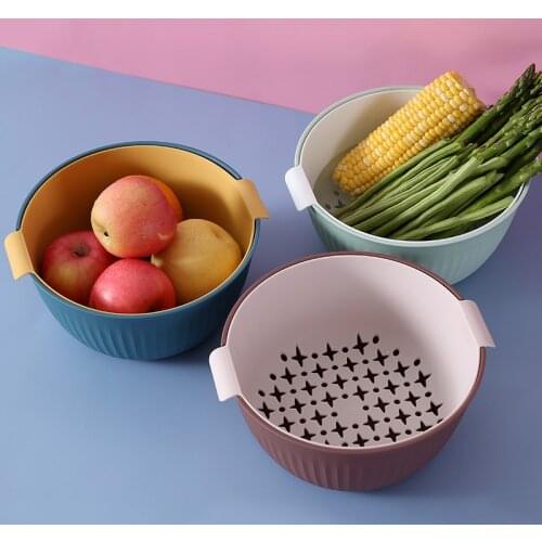 Layer Fruit Washing Basket Household Kitchen Taobao Vegetable Basket Fruit and Vegetable Storage Basket Subnet Red Fruit Plate