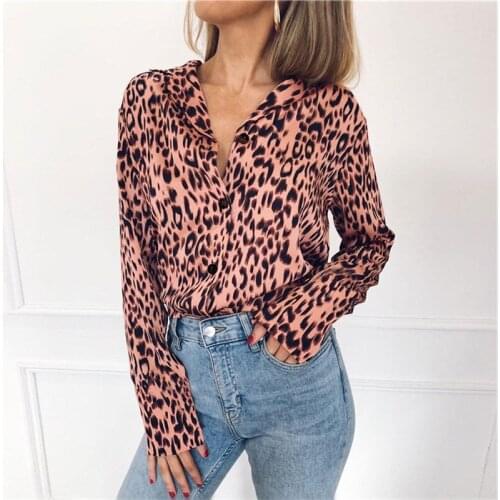 Fashion Women OL V Neck Leopard Shirt Elegant Long Sleeve Loose Dames Top Party Blouse Streetwear chemise femme Plus Size