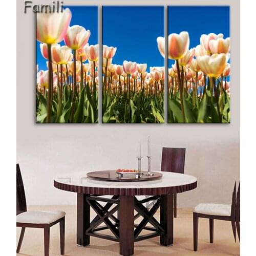 HD Prints Modular Pictures Home Decor Poster 3 Pieces Beauty Pink Flowers Canvas Paintings Living Room Wall Art PENGDA