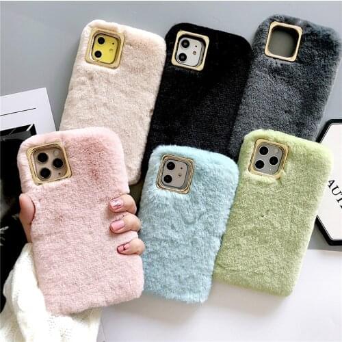 QIXTWO Fashion Luxury Solid Color Plush Phone Soft Case For iPhone 11 Pro Max X Xs XR 7 8 Plus SE 2020 Silicone Hairy Cover Capa