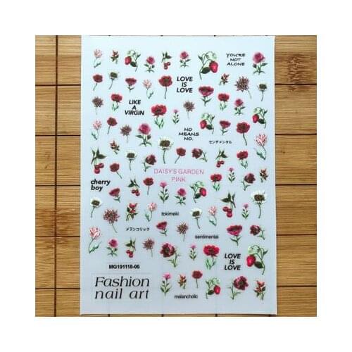 2020 Fashion New Style Rose Flowers Nail Stickers Traceless Light Nail Art Manicure Water Mark Decals Girl Gift Wholesale Price