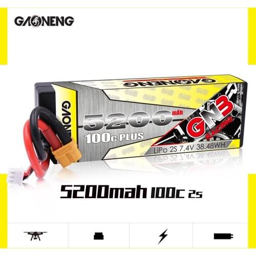 New Gaoneng GNB 5200mAh 2S 7.4V 100C/200C Hardcase LiPo Battery pack with Dean T Plug or XT60 XT90 for 1:10 1/10 RC Car RC Boat