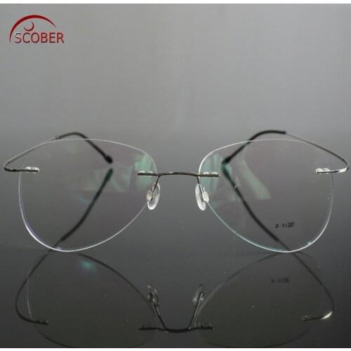 SCOBER = Large Frame Pilot New B Titanium ONLY 2G Ultra-light Bomb MEN WOMEN Rimless READING GLASSES +0.75 +1 +1.25 +1.75 to +4