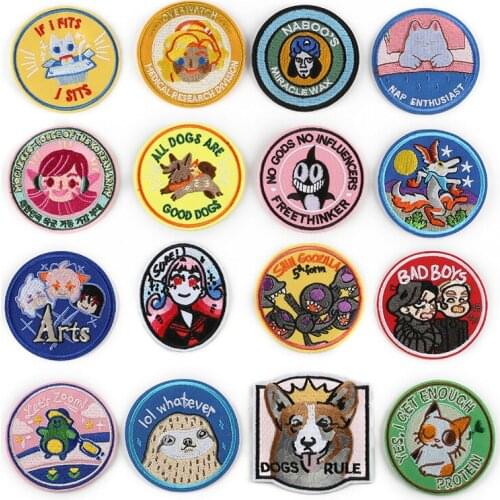 One set embroidery patch cats dogs owl girl animal cartoon patches for bag hat badges applique patches for clothing EQ-1386