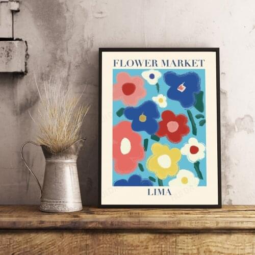 Flower Market Print,Poster, Flower Market Lima, Flower Market Sign, Colorful Wall Art, Floral Wall Art, Lima Poster, Abstract