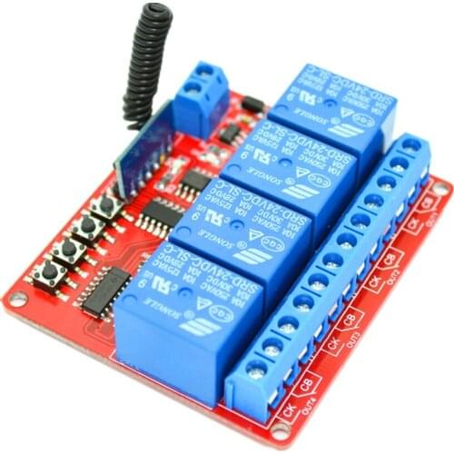 433M Switch Module Board 24V 4-way With 100m 4-Button Remote Controller