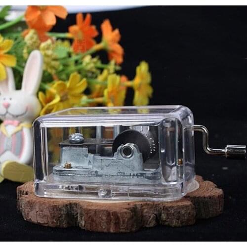 Hand Crank Event Supply Music Box Decoration Cafts 10 Songs Vintage Musical Transparent Plastic Baby Children Kids gift