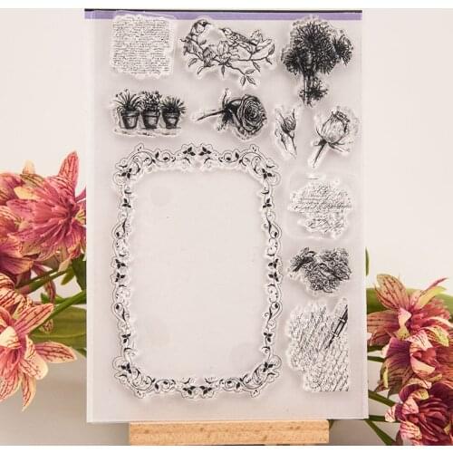 Flower Border Clear Stamp Scrapbooking Rubber Stamp Craft Supplies Stamps for Card Making Handmade DIY Decoration silicone stamp