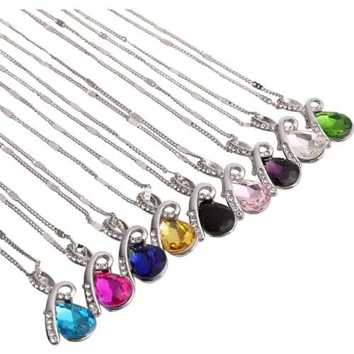 Angel Tears Crystal Necklace for Women Clavicle Chain Rhinestone Choker Neck Pendant Jewelry Female Alloy Gift For Mom