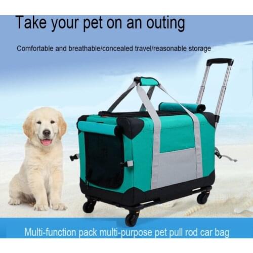 Pet Trolley Bag Transportation Small And Medium-Sized Dog Backpack Soft Breathable Air Box Separate Type Suitcase Dog Supplies