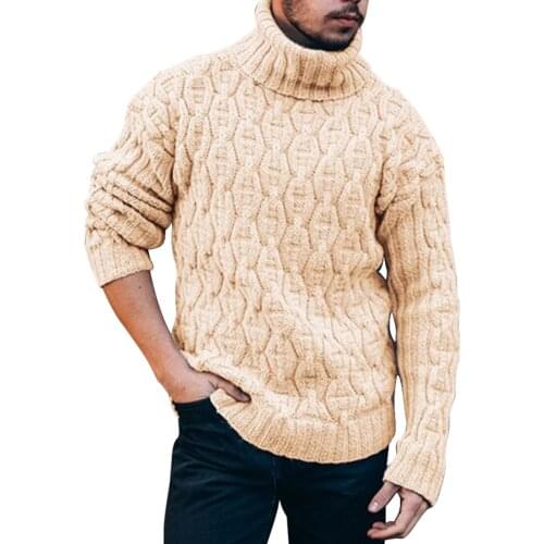 New Mens Sweater Turtleneck Thick Warm Mens Sweaters Wool Pullover High Turtle Neck Casual Solid Fashion Sweater Homme