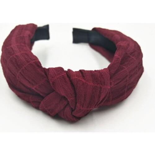 Wine Red Headband Women Hair Accessories Solid Color Fabric Covered Headbands Hairband Cosmetic Headbands Face Washing Headband