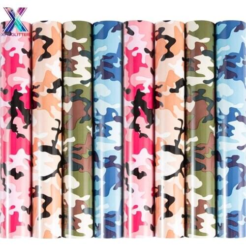 XFX HTV 8 Pieces Camouflage 10*12in Print Heat Transfer Vinyl Bundle Iron-on Textile HTV for TShirt Decoration DIY Heat Transfer