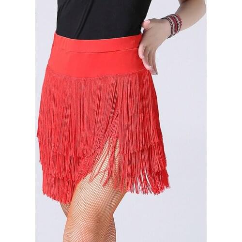 Latin Dance Skirt Black/Red Tassel Skirt Female Latin Dance Practice Clothes Rumba Fringe Skirt Samba Cha Cha Dance Wear DQL2236