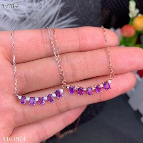 KJJEAXCMY boutique jewelry 925 pure silver inlaid natural amethyst Jewelry Pendant Necklace support detection