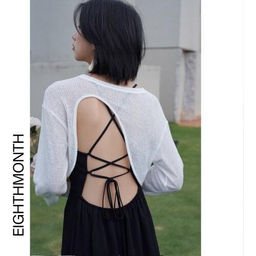 Ladies Suspenders Thin Sunscreen Outer Wear Blouse Design Sense Niche Hot Girl Blouse Shoulder Long-Sleeved T-shirt Female