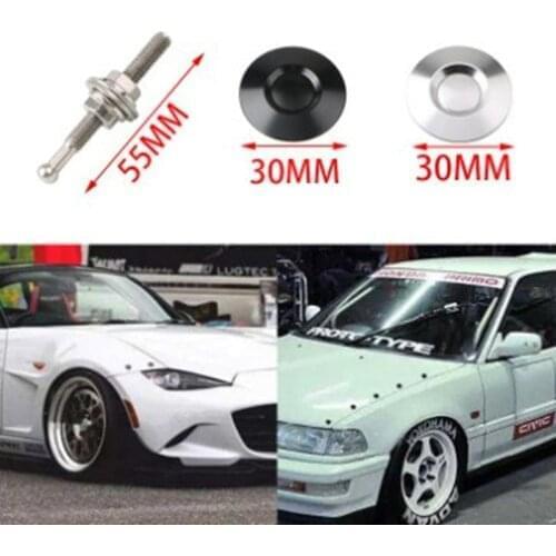 1x Universal 32mm Push Button Billet Hood Pins Lock Clip Kit Engine Bonnets Lock Car Quick Latch