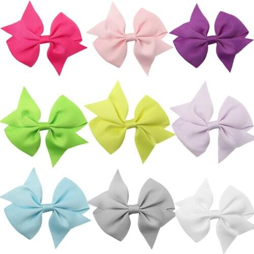 1 Pair 3 Inch Kids Hair Bows With Hair Clips 100% Ribbon Bows Hairpin Children Headwear Girls Hair Accessories