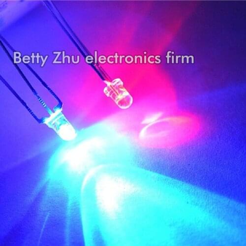 1000PCS/LOT LED 3MM round red and blue light-emitting diode (common anode diode) transparent shell water clear