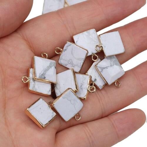 2Pcs Square White Section Pendant Charms For DIY Necklace Handiwork Sewing Craft Jewelry Accessory Making