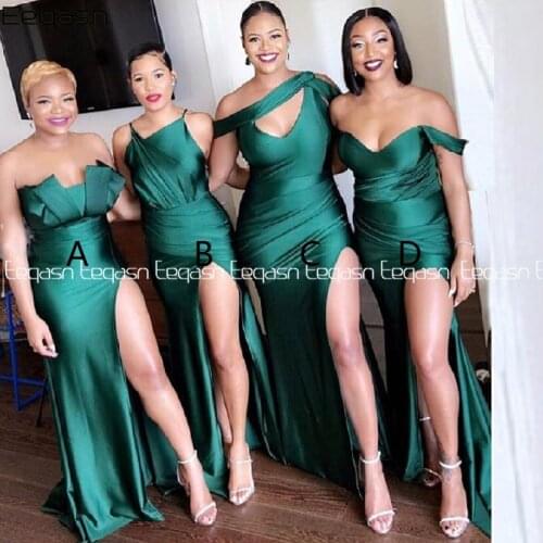 2020 African Emerald Green Bridesmaid Dresses Long Mermaid Style Wedding Party Dress Formal Dress For Women Plus Size