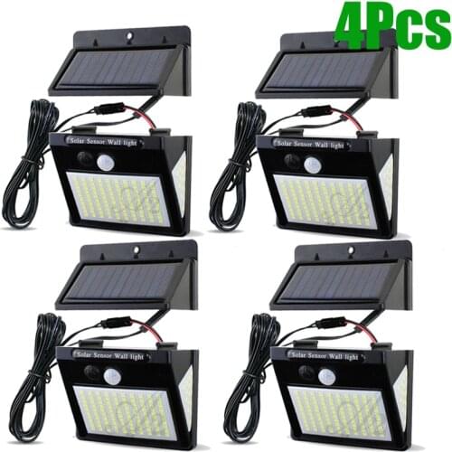 166LED 3 Sides Separable Solar Light Outdoor Graden Lamp Outdoor Lighting Human Body Induction Solar Lamp Wall Lights Cable
