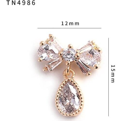 5pcs TN4986 Bow Pendant Alloy Zircon Nail Art Crystals nail jewelry gems Rhinestone nails accessories supplies decoration charms