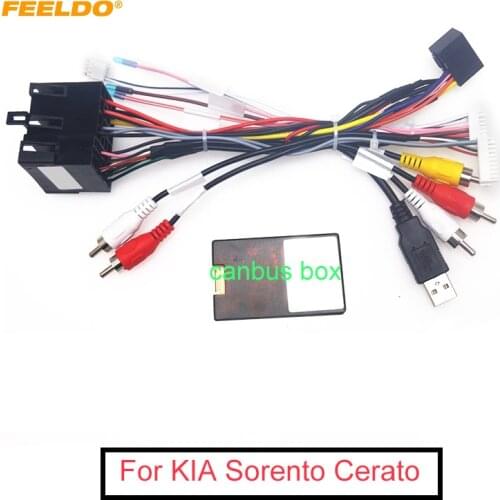 FEELDO Car Radio 16PIN Android Power Calbe With Canbus Box For KIA Sorento Cerato Audio Wiring Harness Adapter