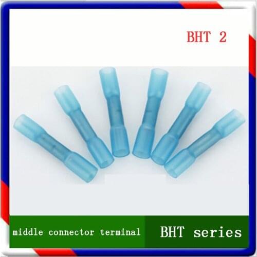 BHT2 blue color heat shrink butt 20pcs Crimp Terminals Insulated Electrical Wire Cable Connectors Free shipping