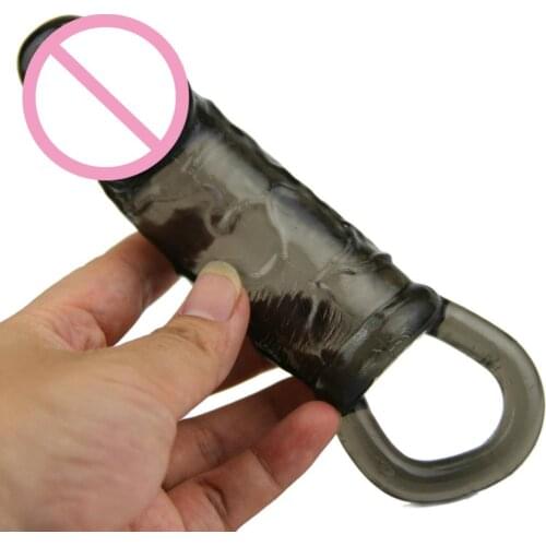 Candiway Crystal Black Warrior No Vibrator Reusable Condoms Penis Enlarger Cock Sleeves Adult Pleasure Sex Toys For Men Women