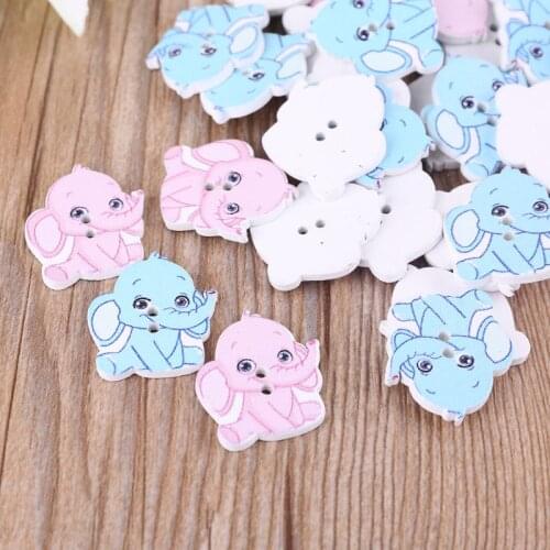 50Pcs Elephant Wooden Buttons 2 Holes Scrapbooking Crafts DIY Baby Children Clothing Sewing Accessories Decoration