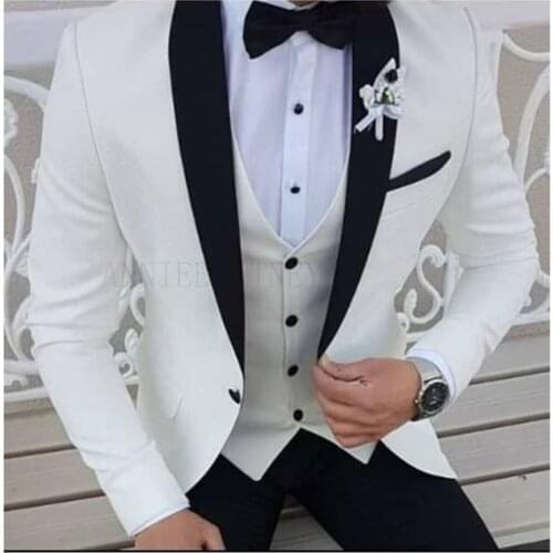 Elegant Wedding Party Suit For Men,Solid Slim Fit 3 Pieces Set Groom Groomsmen Tuxedos, 2021 Custom Terno Masculino
