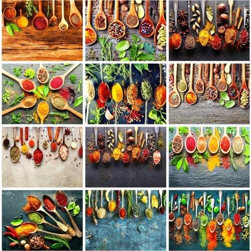 HUACAN 5D DIY Diamond Painting Kitchen Landscape Full Drill Square Home Decoration Embroidery Picture Art Kits