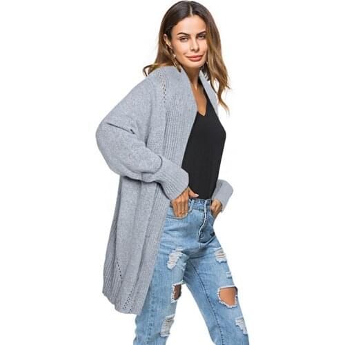 BYUAN Cardigan Sweater Mujer 2018 Autumn Winter Solid Knitted Sweater Women Batwing Sleeve Cardigan Women Long Sweaters Ladies